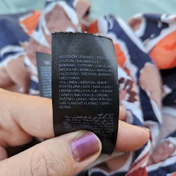 Julipa blue floral sleeveless shift dress with pockets linen-blend US 12 UK 16 - Picture 9 of 11